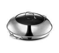 HexClad Poêle à frire et couvercle de 35 cm avec poignées qui restent froides, surface antiadhésive hybride en acier inoxydable sans PFOA, fonctionne avec les plaques de cuisson à induction,