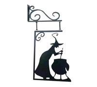 Hexe Silhouette Court Shield Halloween Evil Witch Metal Silhouette Fer | Décoration Murale, Noire, Décoration Suspendue