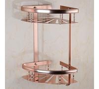 HEXEH Étagère d'angle de douche murale pour salle de bain - Rangement mural pour cosmétiques - En aluminium doré - Organiseur de maison - Accessoires de salle de bain avec crochet - Or rose
