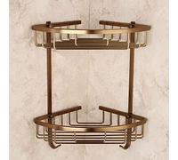 HEXEH Étagère d'angle de douche pour salle de bain - Bronze antique - Pour shampoing, produits cosmétiques et produits de la peau - Étagère de rangement multifonctionnelle à fixation murale - Étagère