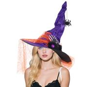 Hexenhut - Spitz zulaufende Spitze, Fingerknochen-Design, Gothique Halloween Cosplay Requisite | Eleganter Spinnenhexenhut für Erwachsene, Party Accessoire für Maskenbälle, Abschlussbälle, Feiertage