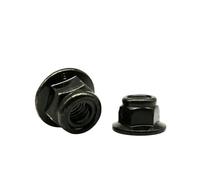 HEXHUASR Écrou de blocage autobloquant à bride hexagonale en acier au carbone noir M3 M4 M5 M6 M8 M10 M12 en acier inoxydable 304 avec insert en nylon(Black carbon steel,10pcs M5)