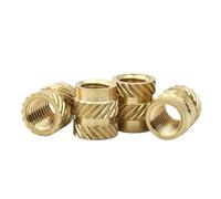 HEXHUASR Écrous moletés en laiton for insertion thermique, filetage M1 M1.2 M1.4 M2 M2.5 M3 M4 M5 M6 M8, 10/15/20/40/50/100 pièces, écrous en cuivre for pièces encastrées(Length 2.5mm)