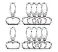 HEXHUASR Lot de 10, 20 ou 30 fermoirs mousquetons ovales pivotants for Sangles, mousquetons, Porte-clés, Clips Tendance, matériel for Sacs et Sacs à Main(Silvery,30pcs)