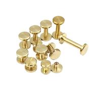 HEXHUASR Lot de 10 vis de Fixation en Laiton Massif for Ceinture, Rivets for Album Photo, Cuir, Artisanat, Ceinture, Portefeuille(Brass-Flat Head,4MM_Head Diameter 10MM)