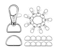 HEXHUASR Lot de 20 Porte-clés en Forme de D, Anneaux en D, Accessoires de Bricolage, décoration, Porte-clés, Clip, Porte-clés, Artisanat, chaîne, Crochet à Ressort Rotatif