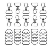 HEXHUASR Lot de 30/50/70/100 Porte-clés en Forme de D avec Anneau en D, Crochet à Ressort Rotatif, Fermoir pivotant, Porte-clés, Accessoires de Bricolage(Black,70PCS)