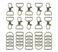 HEXHUASR Lot de 30/50/70/100 Porte-clés en Forme de D avec Anneau en D, Crochet à Ressort Rotatif, Fermoir pivotant, Porte-clés, Accessoires de Bricolage(Bronze,50PCS)
