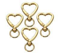 HEXHUASR Lot de 5, 10 ou 20 Porte-clés en Forme de cœur, à Ressort en métal, Accessoires for Sacs à Main, Porte-clés, Porte-Cartes, Loisirs créatifs(Golden,5PCS)