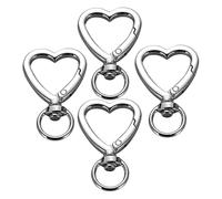 HEXHUASR Lot de 5, 10 ou 20 Porte-clés en Forme de cœur, à Ressort en métal, Accessoires for Sacs à Main, Porte-clés, Porte-Cartes, Loisirs créatifs(Silvery,5PCS)