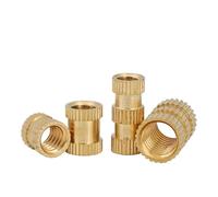 HEXHUASR Lot de 50 écrous d'insertion en laiton, filetage moleté, moulé par injection, M2 M2.5 M3 M4 M5 M6 M8(Length 6mm,M3x OD5mm (50pcs))
