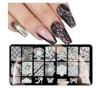 HEXHUASR Plaques de Stamping for Ongles en Dentelle, Motifs Mandala géométriques, Motifs de Fleurs, pochoirs for Vernis, Outils de manucure(BC-09)