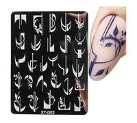 HEXHUASR Plaques de Stamping for Ongles French Line Tips, pochoirs, Formes géométriques, Fleurs, Feuilles, modèles de tampons for Nail Art, Vernis Gel, Plaque d'impression(XY-D03)