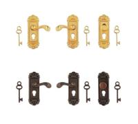 HEXHUASR Poignées de porte miniatures vintage, échelle 1/12, for maison de poupée, ensemble de clés et serrures miniatures, accessoires de bricolage, boutons en laiton(1pc Bronze,Long handle left)