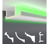 HEXIM LED Plinthes économiques - Eclairage indirect avec moulures de plafond en PU, légères et opaques- (2m LED-16) Plinthes décoratives Accessoires muraux