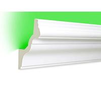 HEXIM LED profilés en stuc en PU - éclairage indirect avec des profilés de plafond modernes, opaques, résistants à la lumière et aux chocs - (LED-6 130x100mm) corniches lumineuses, profilé