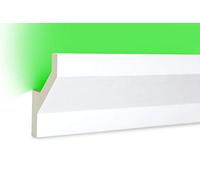 HEXIM LED PU stucco trim - Eclairage indirect avec garniture de plafond moderne, opaque, résistant à la lumière et aux chocs - (10 mètres de pack économique LED-10 75x45mm) profil décoratif