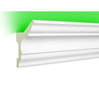 HEXIM LED PU stucco trim - Eclairage indirect avec garniture de plafond moderne, opaque, résistant à la lumière et aux chocs - (20 mètres de pack économique LED-4 80x48mm) profil décoratif