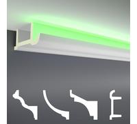 HEXIM LED stucco - Eclairage indirect avec moulures de plafond en PU, légères et opaques- (2m LED-17) Set de profilés de stucco