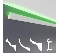 HEXIM LED Stucco Profils paquets d'économies - Éclairage indirect avec des bandes de plafond en PU, léger et opaque (10m LED-19) Décoration spot d'angle à l'intérieur