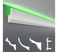 HEXIM LED Stucco Profils paquets d'économies - Éclairage indirect avec des moulures de plafond en PU, jeu de profilés en stuc opaques et légers (10m LED-7)