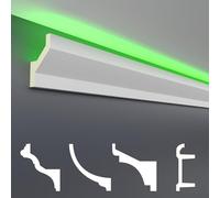HEXIM LED Stucco Profils paquets d'économies - Éclairage indirect avec des profils de plafond en PU, façades claires et opaques (30m LED-10) à corniche lumineuse blanche