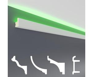 HEXIM LED Stucco Profils paquets d'économies - Éclairage indirect avec des profils de plafond en PU, façades claires et opaques (40m LED-19) à corniche lumineuse blanche