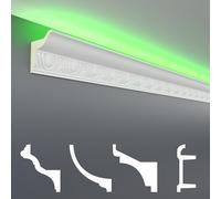 HEXIM LED Stucco Profils paquets d'économies - Éclairage indirect avec garnitures de plafond en PU, clair & opaque (20m LED-3) Lumière corniches façade blanche