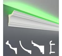 HEXIM LED Stucco Profils paquets d'économies - Éclairage indirect avec garnitures de plafond en PU, clair & opaque (40m LED-4) Lumière corniches façade blanche