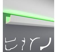 HEXIM LED Stucco Profils paquets d'économies - Éclairage indirect avec moulures de plafond en PU, lumière et opaque (article complet) Stucco Profile Set