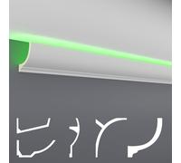 HEXIM LED Stucco Profils paquets d'économies - Éclairage indirect avec moulures de plafond en PU, lumière et opaque (article complet) Stucco Profile Set