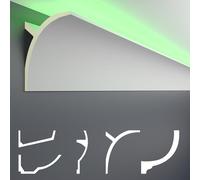 HEXIM LED Stucco Profils paquets d'économies - Éclairage indirect avec moulures de plafond en PU, lumière et opaque (article complet) Stucco Profile Set