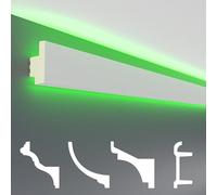 HEXIM LED Stuckleiste Muster - Eclairage indirect avec moulures de plafond en PU, légères et opaques- (20cm LED-18) Façades lumineuses blanches