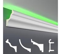 HEXIM LED Stuckleiste Muster - Eclairage indirect avec moulures de plafond en PU, légères et opaques- (20cm LED-6) Façades lumineuses blanches