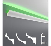 HEXIM LED Stuckleiste Sparkete - Eclairage indirect avec moulures de plafond en PU, légères et opaques- (2m LED-20) Set de profilés de stuc