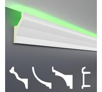 HEXIM LED Stuckleiste Sparkete - Eclairage indirect avec moulures de plafond en PU, légères et opaques- (2m LED-8) Corniche lumineuse façade blanche