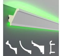 HEXIM LED Stuckleiste Sparpaket - Eclairage indirect avec moulures de plafond en PU, légères et opaques- (2m LED-15) Set de profilés de stuc