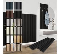 HEXIM Panneaux Acoustiques 138,5x60cm - Paroi à Lamelles Flexible Bois MDF Panneaux Muraux Revêtement à Lamelles Revêtement Mural (12 panneaux / 9,96 m² Black Edition - APH12)