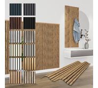 HEXIM Panneaux Acoustiques 138,5x60cm - Paroi à Lamelles Flexible Bois MDF Panneaux Muraux Revêtement à Lamelles Revêtement Mural (12 panneaux / 9,96 m² Pecan - APH08)