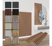 HEXIM Panneaux Acoustiques 138,5x60cm - Paroi à Lamelles Flexible Bois MDF Panneaux Muraux Revêtement à Lamelles Revêtement Mural (12 panneaux / 9,96 m² Teak - APH09)
