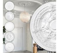 HEXIM Perfect rosette stucco - grand choix de rosettes de plafond en mousse dure de PU, robuste, élément décoratif (B3009 - Ø 660 mm) Bordure de lustre médaillon décoration intérieure