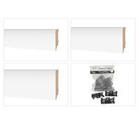 HEXIM Plinthes 70/85/100mm - MDF Plinthe blanche pour carrelage, stratifié, vinyle & moquette (16 x 70mm / 2 mètres linéaires - MS7016) - Cube Plinthes de finition moquette