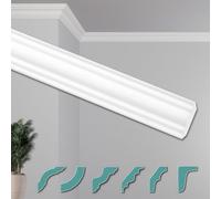 HEXIMO Corniches de Plafond Modernes en Polystyrène XPS Blanc, 2 Mètres Moulures en Polystyrène Moulures Décoratives Angles (40 mètres ZG11)