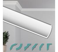 HEXIMO Corniches de Plafond Modernes en Polystyrène XPS Blanc, 2 Mètres Moulures en Polystyrène Moulures Décoratives Angles (50 mètres ZG24)