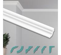 HEXIMO Corniches de Plafond Modernes en Polystyrène XPS Blanc, 2 Mètres Moulures en Polystyrène Moulures Décoratives Angles (20 mètres ZG10)