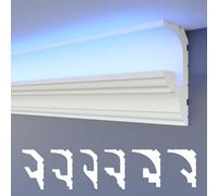 HEXIMO LED moulures 2en1, éclairage indirect moulures de plafond XPS moulures murales en polystyrène expansé profilé de plafond en corniche lumineuse (échantillon HLED 6)