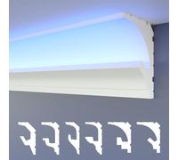 HEXIMO LED moulures 2en1, éclairage indirect moulures de plafond XPS Styropor moulures pour revêtement mur-plafond (1,7 mètres HLED 1)
