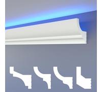 HEXIMO LED moulures classiques, XPS Styropor éclairage indirect mur & plafond moulures pour revêtement mur/plafond (1,7 mètres HLED 10)