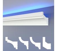 HEXIMO LED Moulures Classiques, XPS Styropor Éclairage Indirect Mur & Plafond, Stuc Lumière Décorative (10,2 Mètres HLED 3)