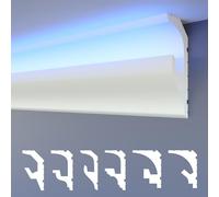 HEXIMO LED moulures de stuc 2en1, éclairage indirect moulures de plafond XPS-styrofoam moulures de mur lumière corniche de plafond (échantillon HLED 17)